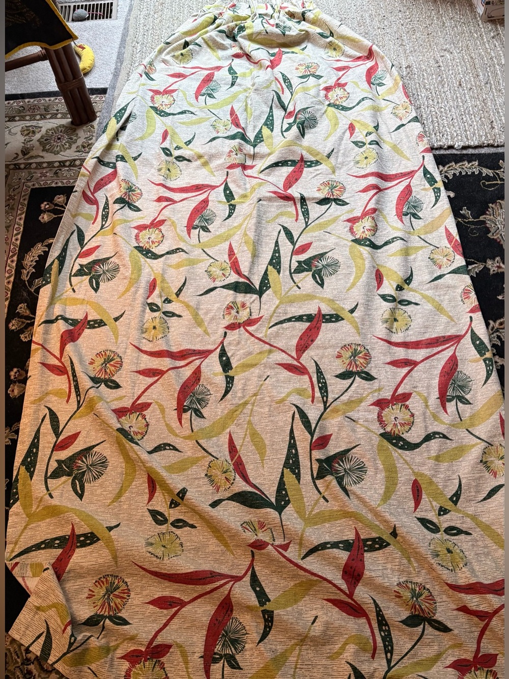 Vintage 50s MCM Barkcloth Abstract Design Curtain Panel